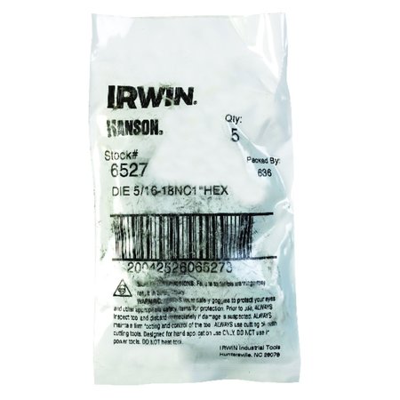 Irwin Hanson High Carbon Steel SAE Hexagon Die 5/16 in.-18NC  1 pc 6527